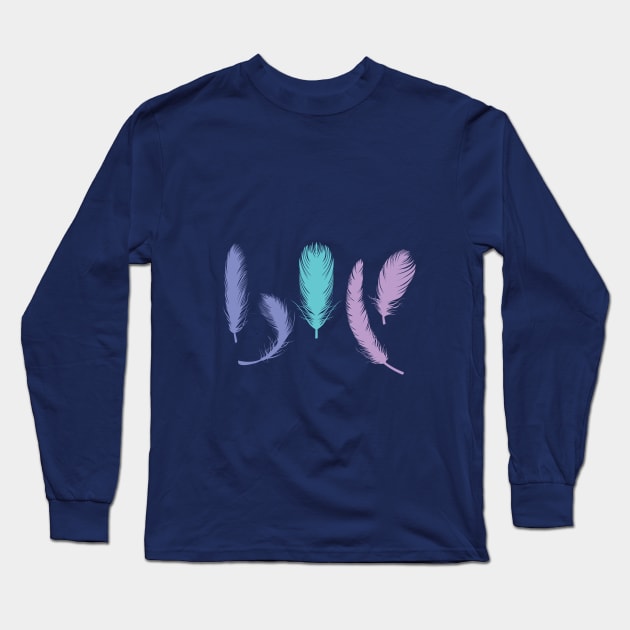 Colorful bird feathers Long Sleeve T-Shirt by aalomda32